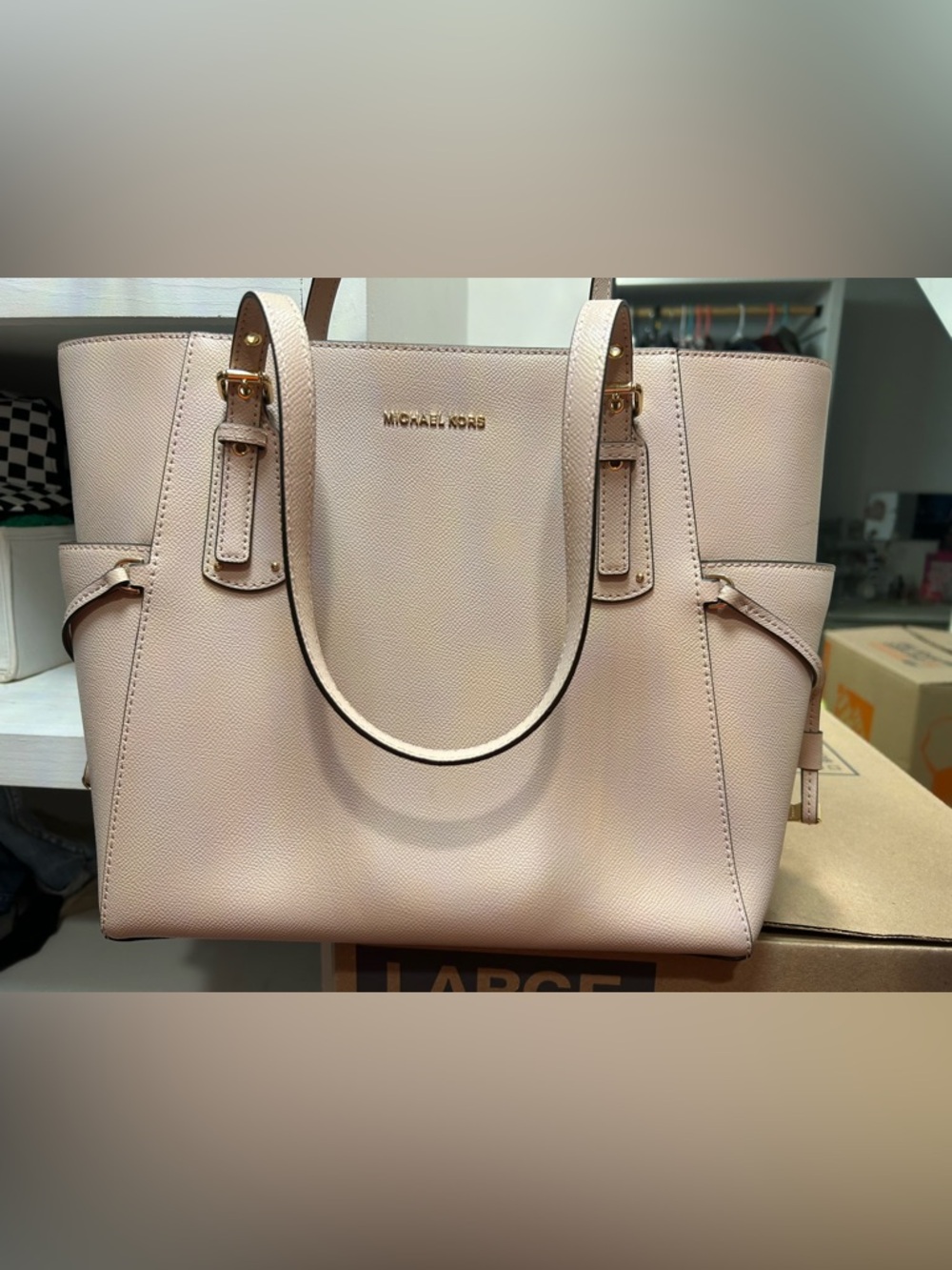 Michael Kors Blush Saffiano Leather Tote with Gold Hardware
